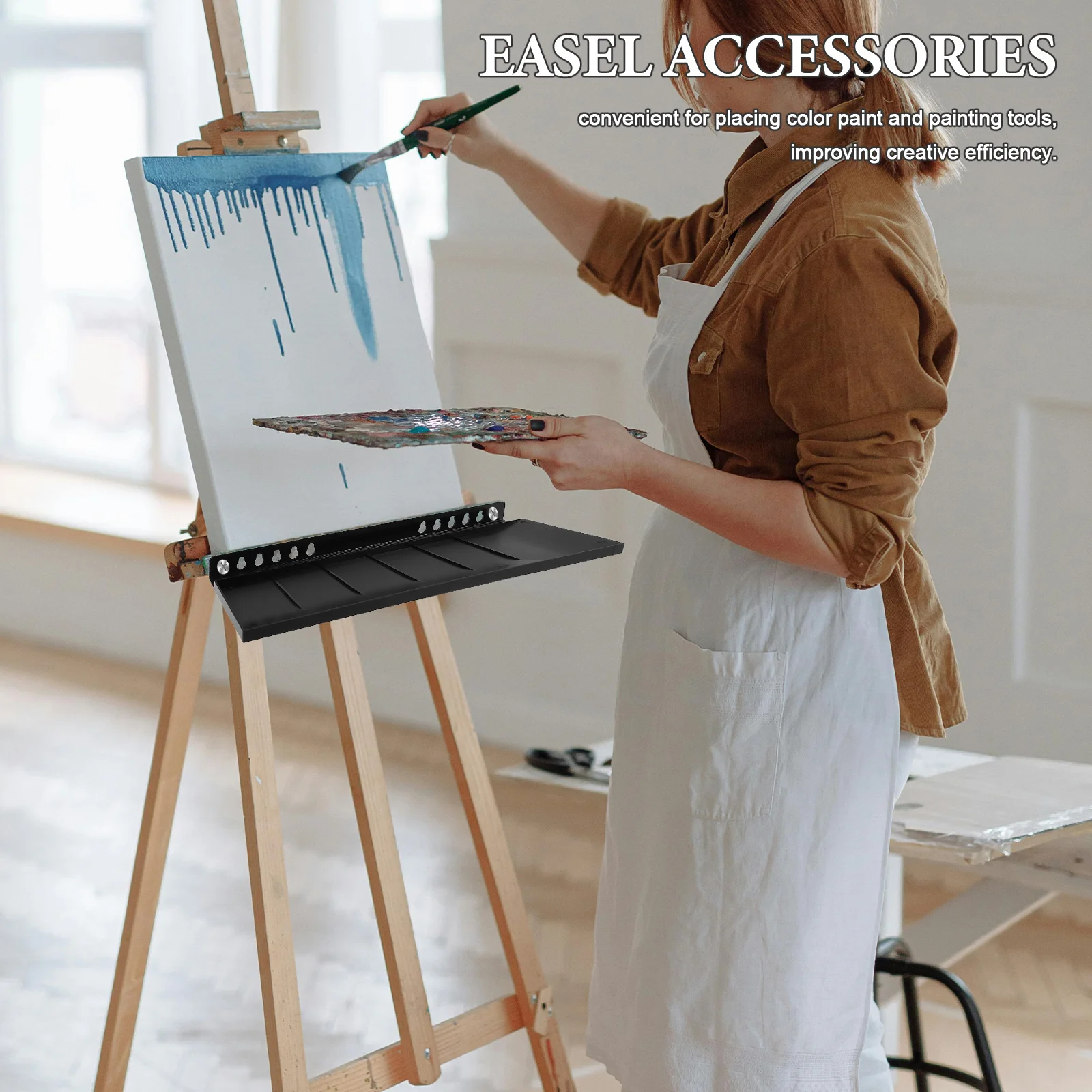 

1 set 1 Set Easel Tray: Portable Plastic Painting Tool Storage Plate For Artists Stable Outdoor Sketching Shelf With Brush Paint