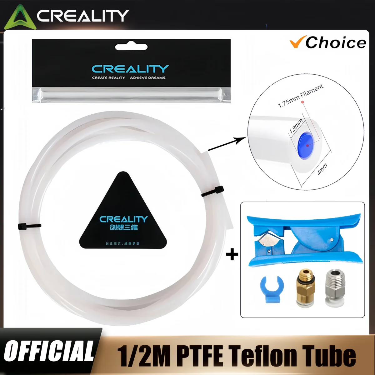 

Трубка для 3D-принтера, трубка из ПТФЭ, 1 м/2 м для нити 1,75 мм, внутренний диаметр 4 мм X 2 мм, прозрачная гибкая трубка с высокой термостойкостью ﻿