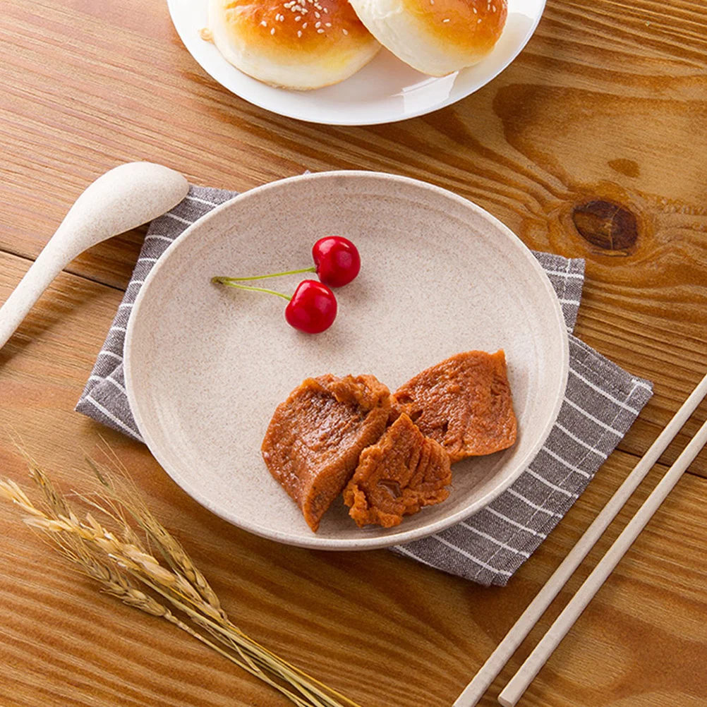 

4pcs Wheat Straw Tableware Set Safe Easy Clean Home Festival Gift Kitchen Supplies Reusable Long Time Use