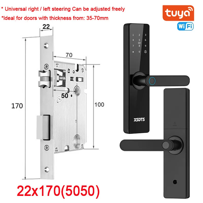 Nova fechadura inteligente eletrônica tuya wifi com impressão digital biométrica/cartão inteligente/senha/desbloqueio chave/carga de emergência usb