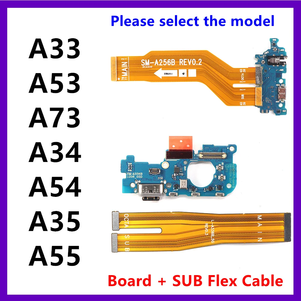 USB Charger Board Dock Connector Charging Port For Samsung Galaxy A33 A53 A73 A54 A34 A35 A55 5G Motherboard Flex Cable