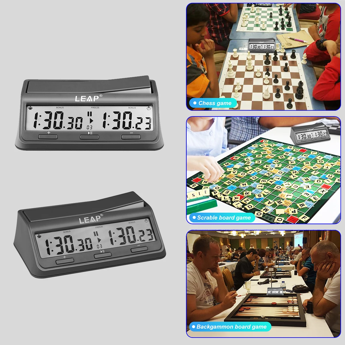 LEAP Chess Clock Digital Chess Timer Professional for Board Games Timer with 37 Preset Programme Countdown Feature