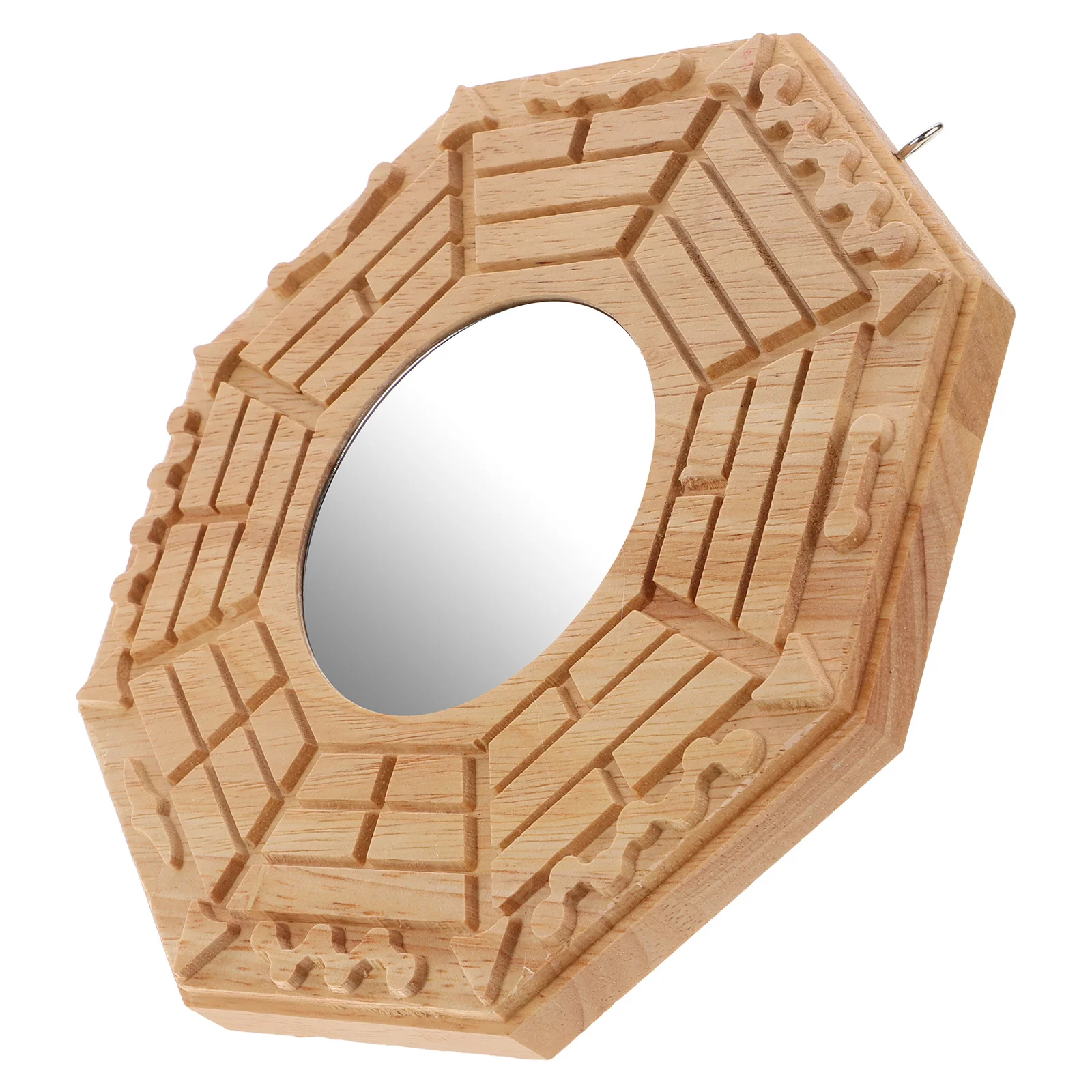

Wood Feng Shui Bagua Mirror Traditional Convex Decorative Pendant Indoor Wall Hanging Lucky Home Office Decor Bagua Mirror