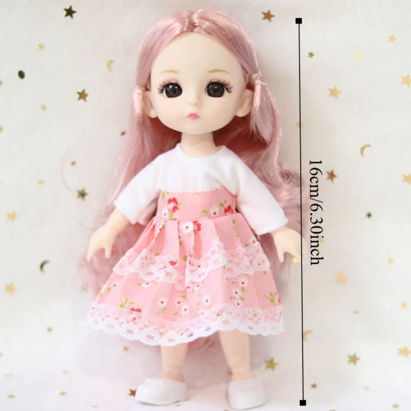 دمية BJD BJD 1/12 مع ملابس مع عيون زرقاء دمية فتاة صغيرة مع ملابس 13 مفاصل متحركة مع أحذية