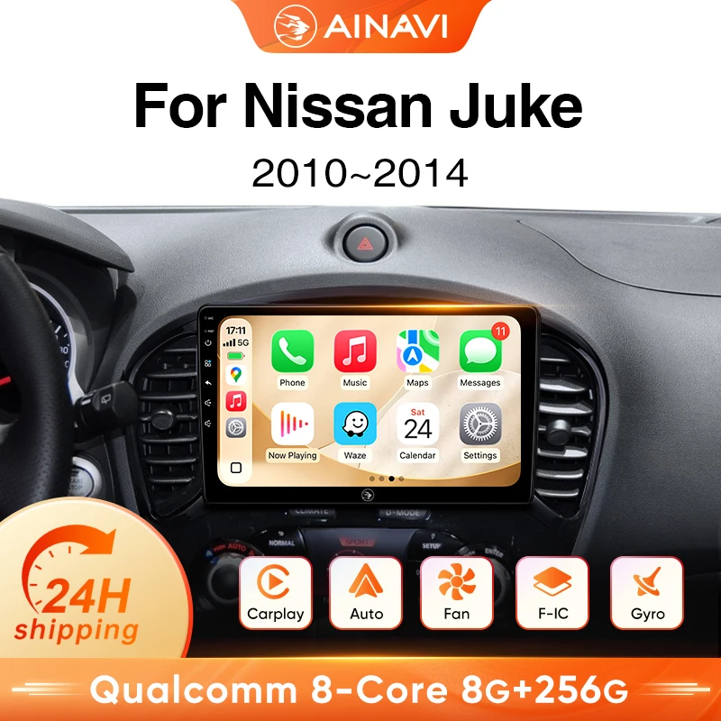 Radio para coche Ainavi para Nissan Juke 2010 2011 2012 2013 2014, reproductor Multimedia inalámbrico Android Auto Carplay, WIFI 4G DSP 2 Din