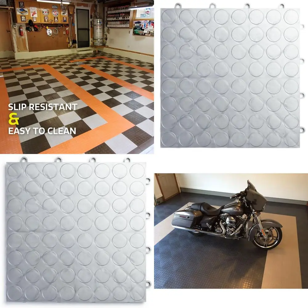 

Нескользящие напольные плитки для гаража с замковым соединением, из высокопрочного сополимера, легко устанавливаются (12 упаковок по 12x12 плиток)