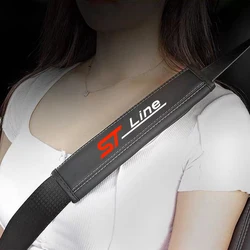 2Pcs Nappa Leather Safety Belt Shoulder Covers Protection Interior Accessories for Ford ST LINE STLINE Mk3 Mk4 Focus Mustang Car