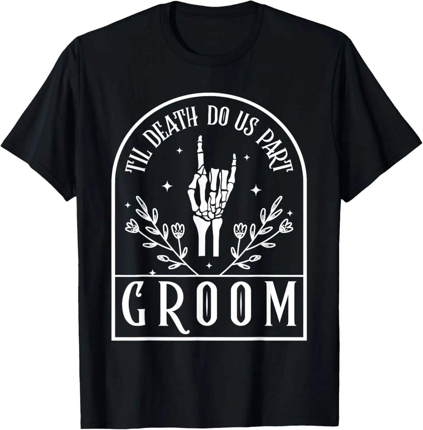 Groom Bride Skeleton Gothic Halloween Engagement Wedding T-Shirt