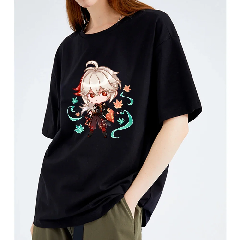 Genshin Impact T-shirt Kaedehara Kazuha Print Women T-shirts Kawaii Graphic Short Sleeve Tees Fashion Summer Y2k Clothes Tops