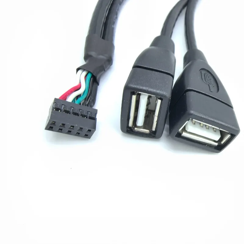 Dupont 2.0mm Mini 9Pin 10Pin Motherboard Female Header To Dual USB Female Adapter Cable for Industrial Computer Motherboard