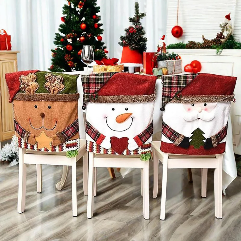 Weihnachtsstuhlabdeckungen, bequeme Verschleißsitze Deckendekoration für Stuhl, wiederverwendbarer Santa Stuhl Cover für Esszimmerdekoration