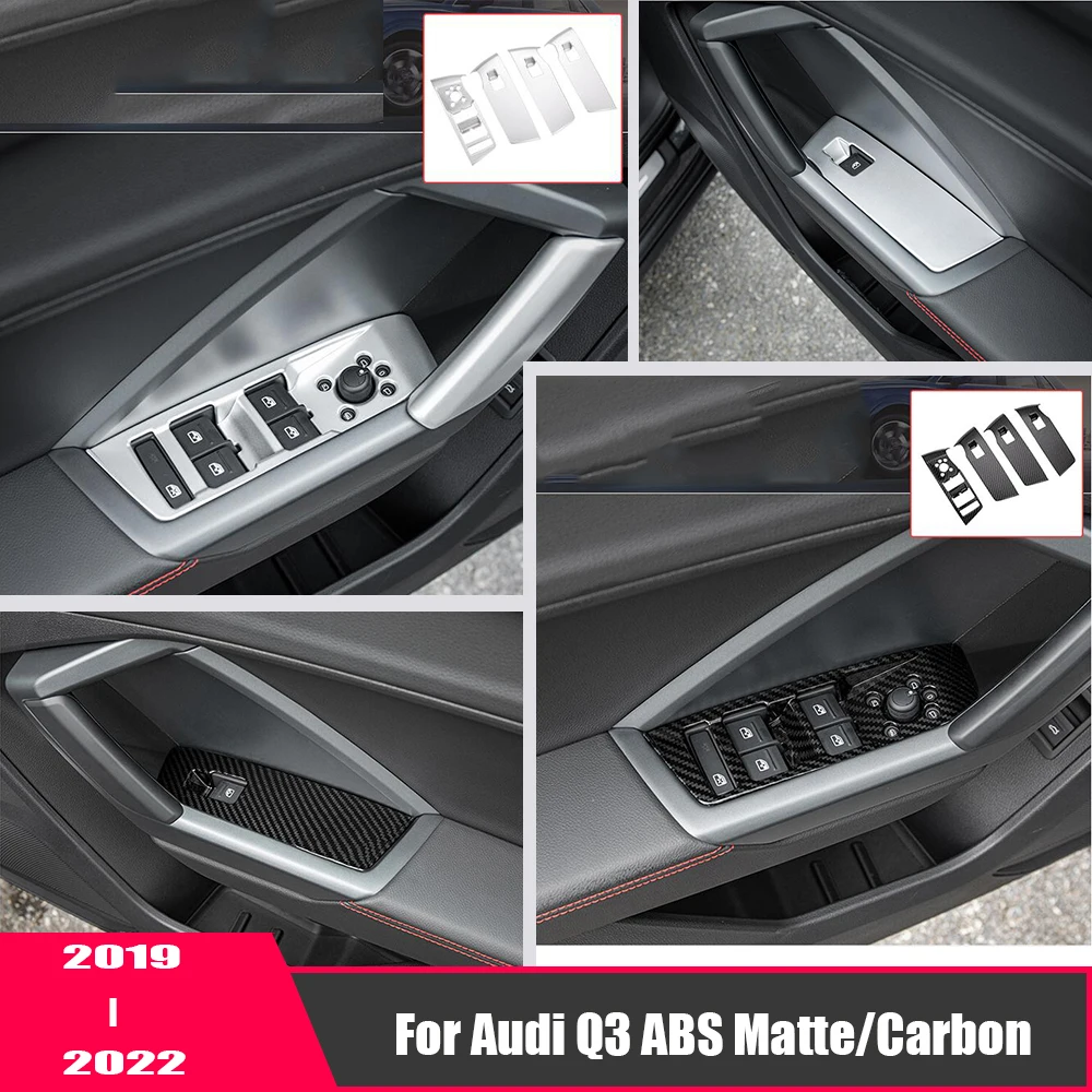 

ABS Matte/Carbon LHD Car Door Window glass Lift Control Switch Panel Cover Trims Styling For Audi Q3 2019-2022 Accessories