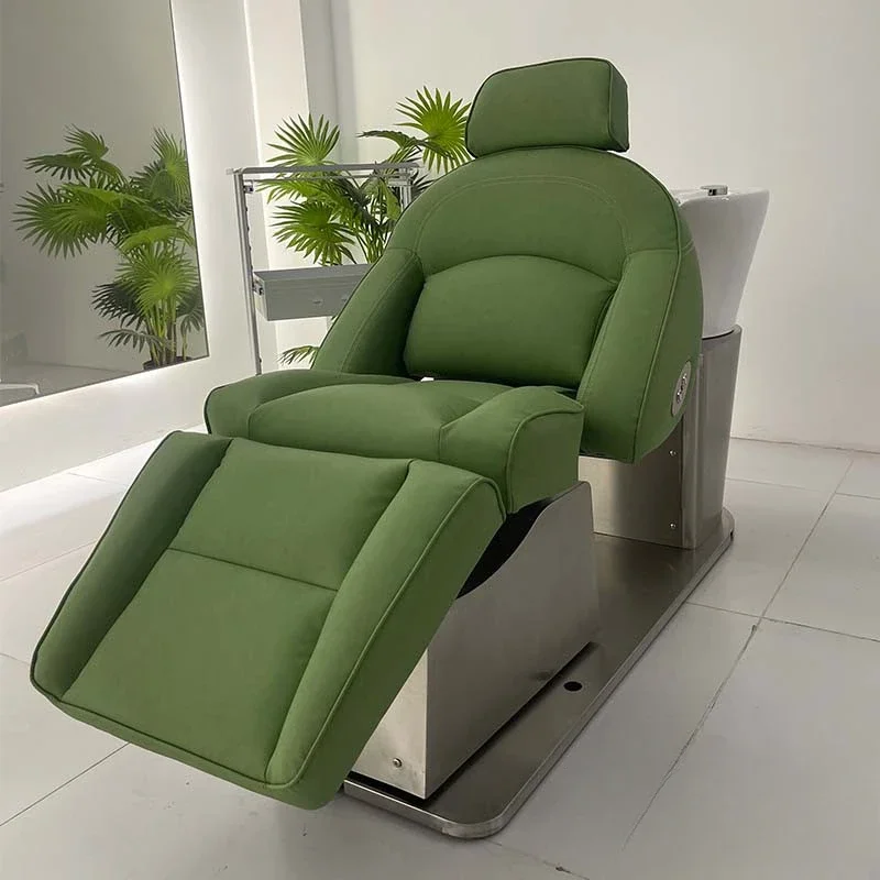 New Electric Shampoo Chair Salon Semi-Lying High-End Ceramic Basin Flushing Bed Massage Couch