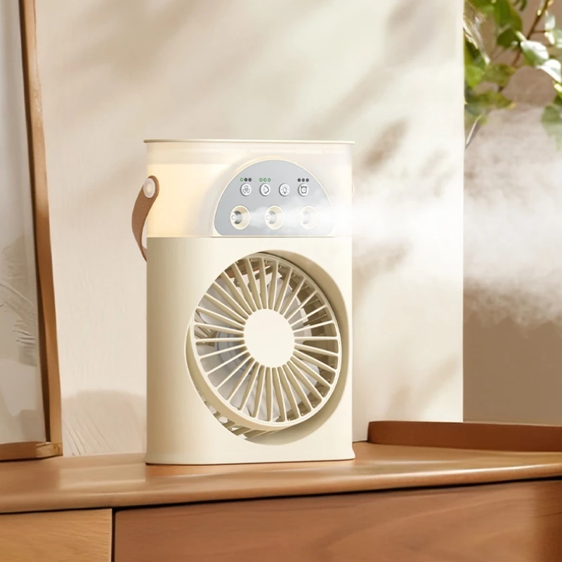 

Mini Multifunctional Water Mist Fan USB Charge Portable Air Cooler 3 Hole Spray Nozzle Home Water Cooling Fan with Humidifier