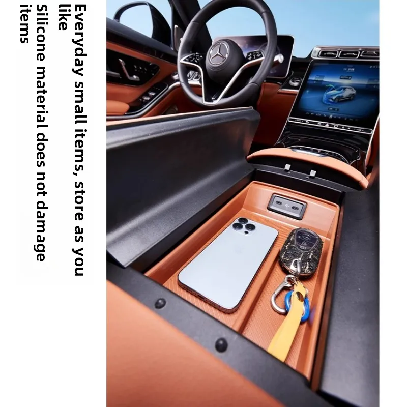 Suitable for Mercedes-Benz S400L central control armrest box silicone storage box S450L storage storage box carinterior supplies