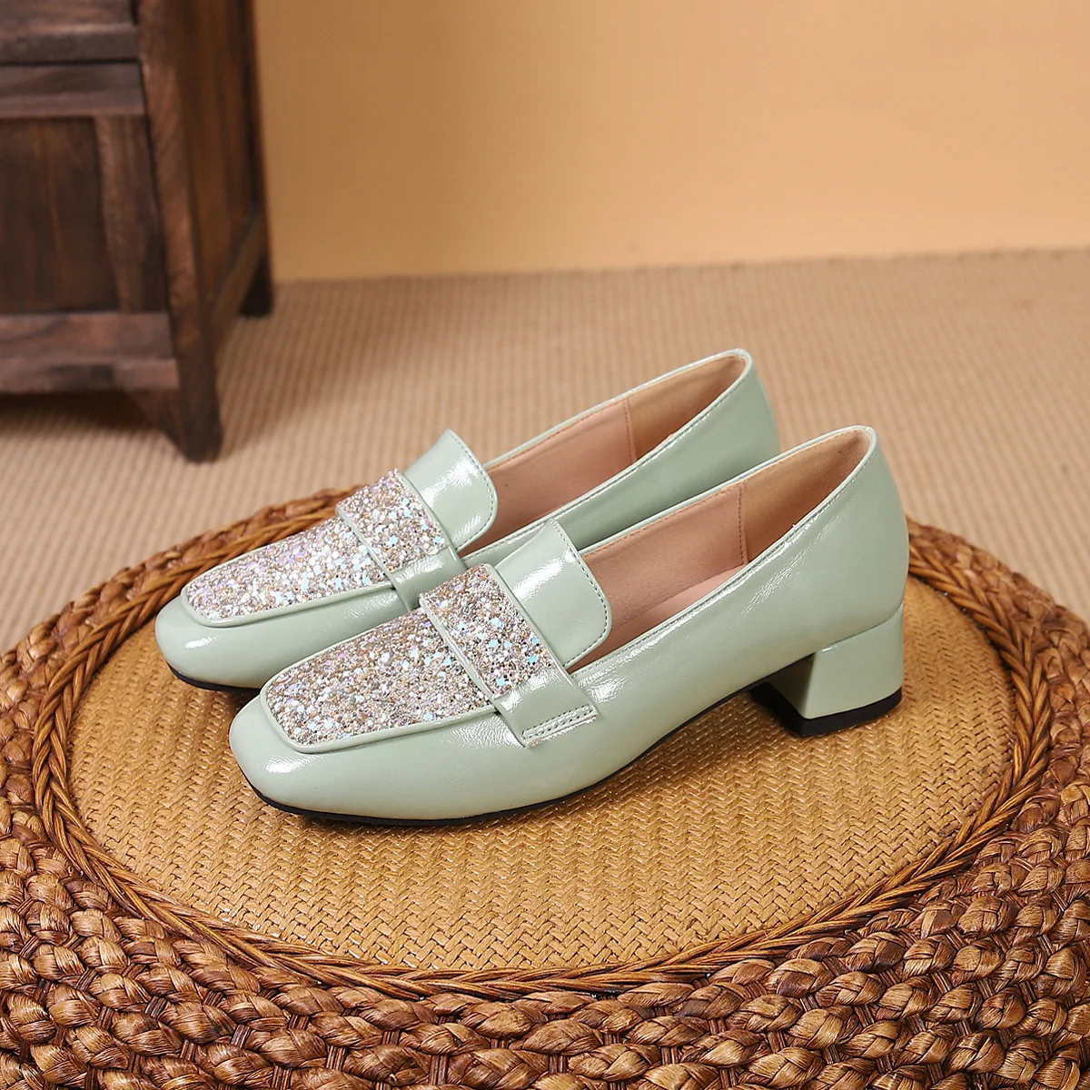 Shallow Mouth Casual Woman Shoe All-Match Modis Female Footwear Pointed Toe Moccasin 2023 Dress PU Fashion Basic Fretwork Solid