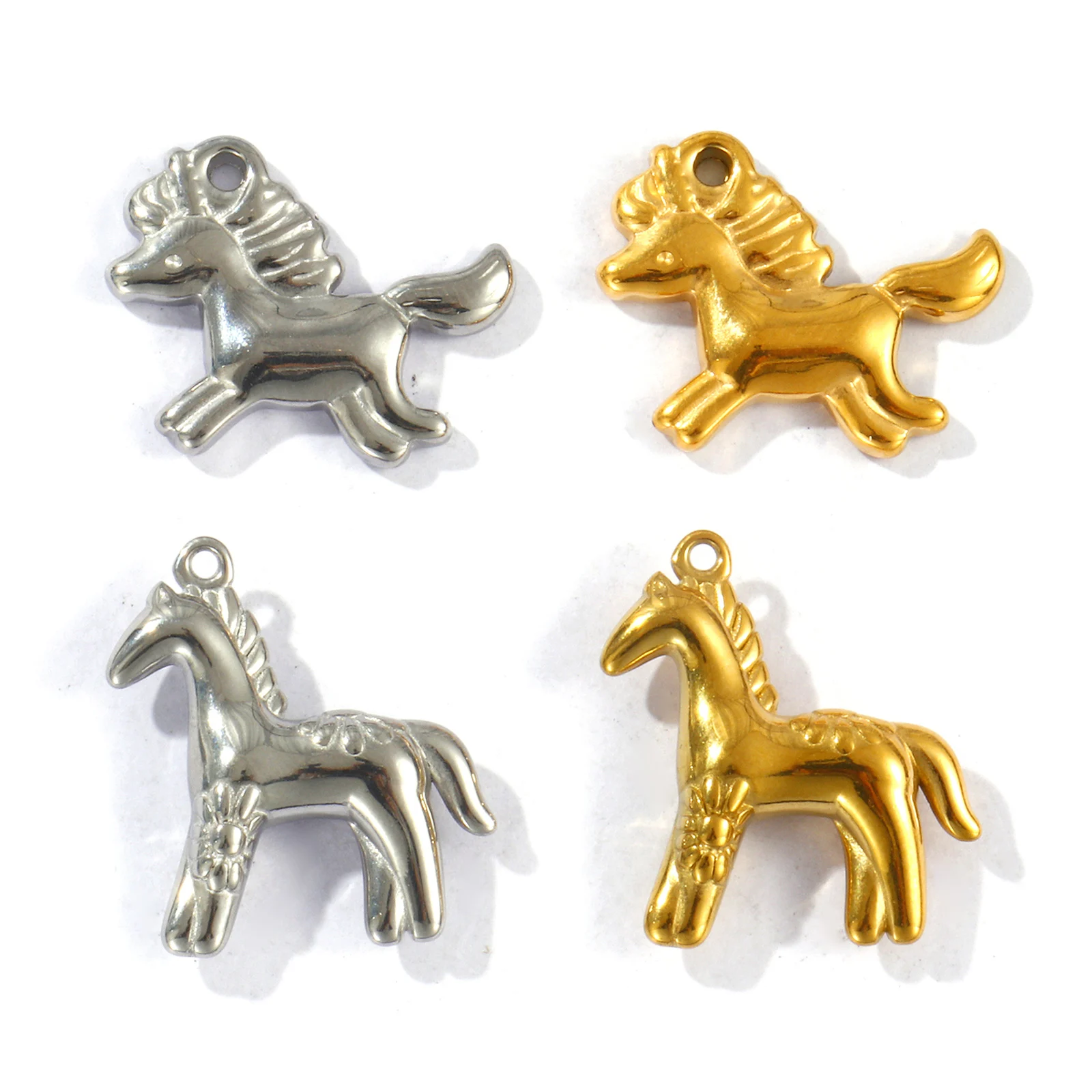 2pcs New 2026 Mini Stainless Steel Charms Multicolor Horse Animal Pendants DIY Necklace Earrings For Women Jewelry Findings Gift