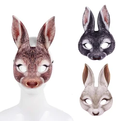 Maska królika Cute Animal Plush Party Cosplay Masquerade akcesoria rekwizyty na występy dla kobiet i mężczyzn pół twarzy Halloween wielkanoc