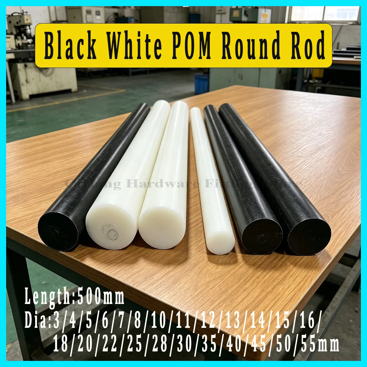 

Black White POM Round Rod, Polyoxymethylene Engineering Plastic Bar, High Hardness Wear Resistant for Industrial Machining DIY