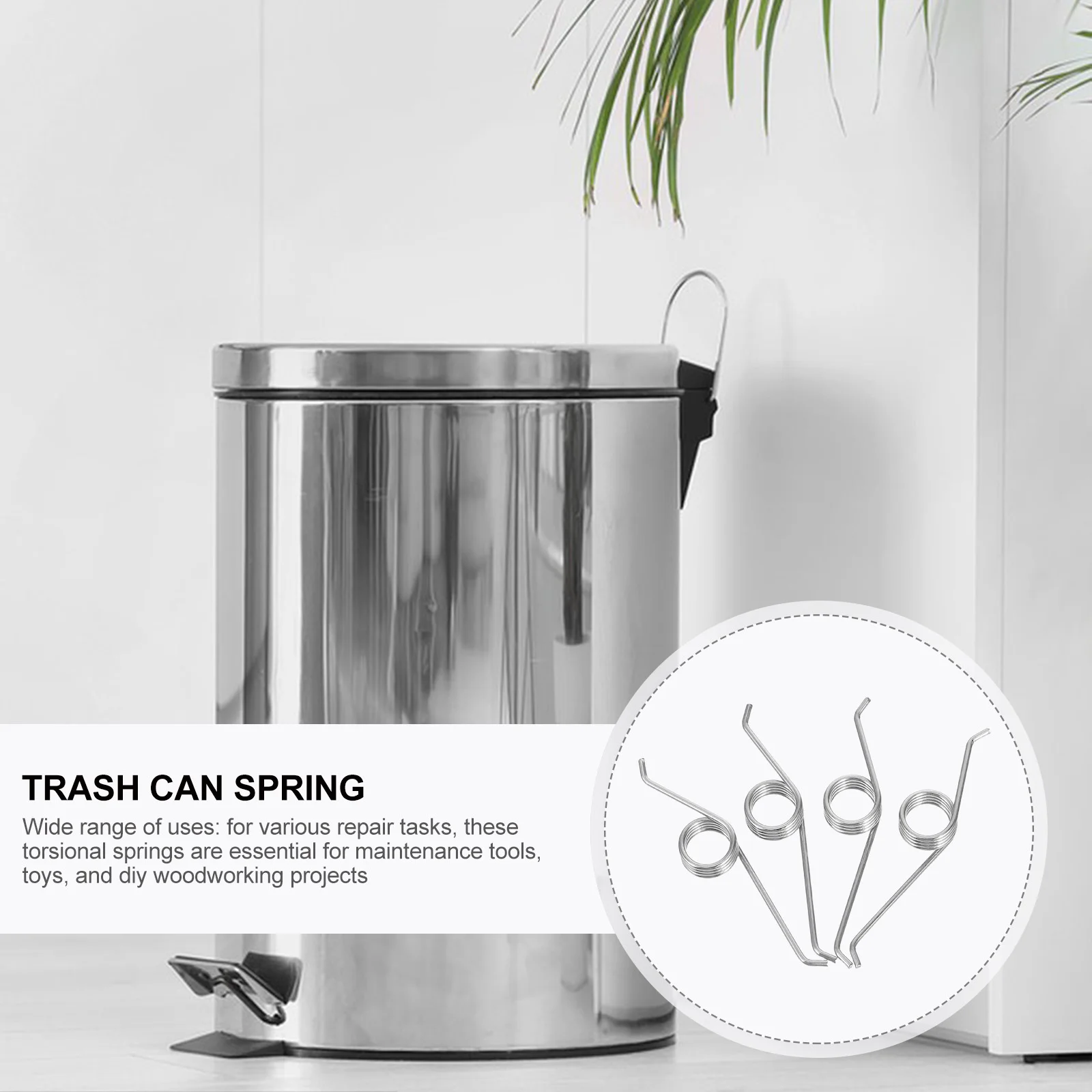 4Pcs Trash Can Replacement Torsional Springs Metal Spare Parts for Garbage Bucket Lid Repair Maintenance Trash Can Spring