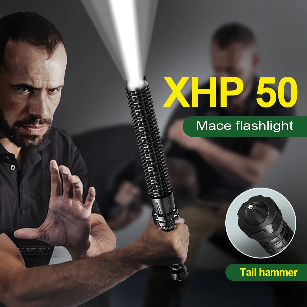 

High Power XHP50 LED Flashlights Telescope Zoom Self-Defense Lantern Rechargeable Waterproof Torch Bat Lamp Tactical Flashlights