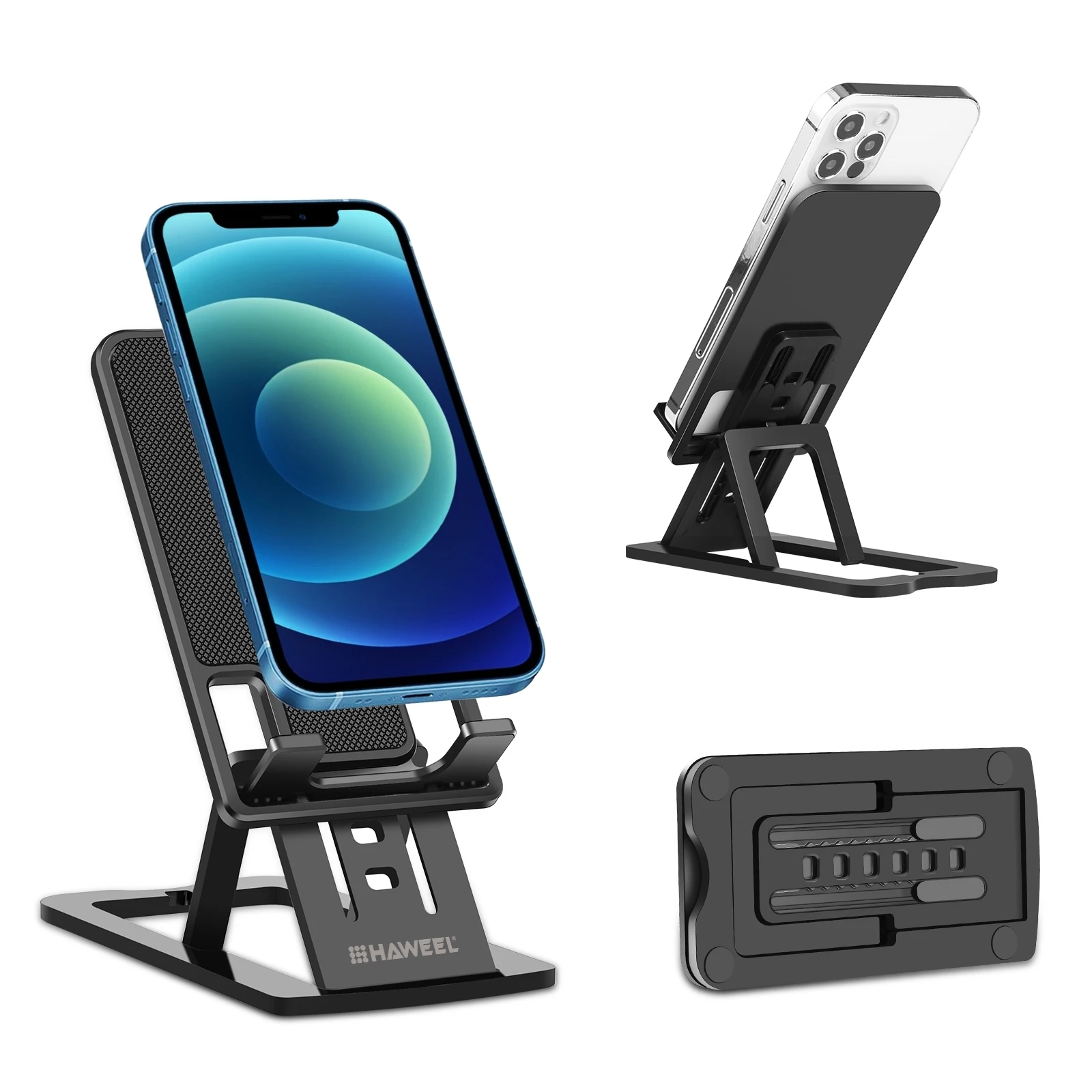 HAWEEL Adjustable Lifting Folding Portable Live Broadcast Desktop Plastic Holder Compatible with Devices Within 12 Inches