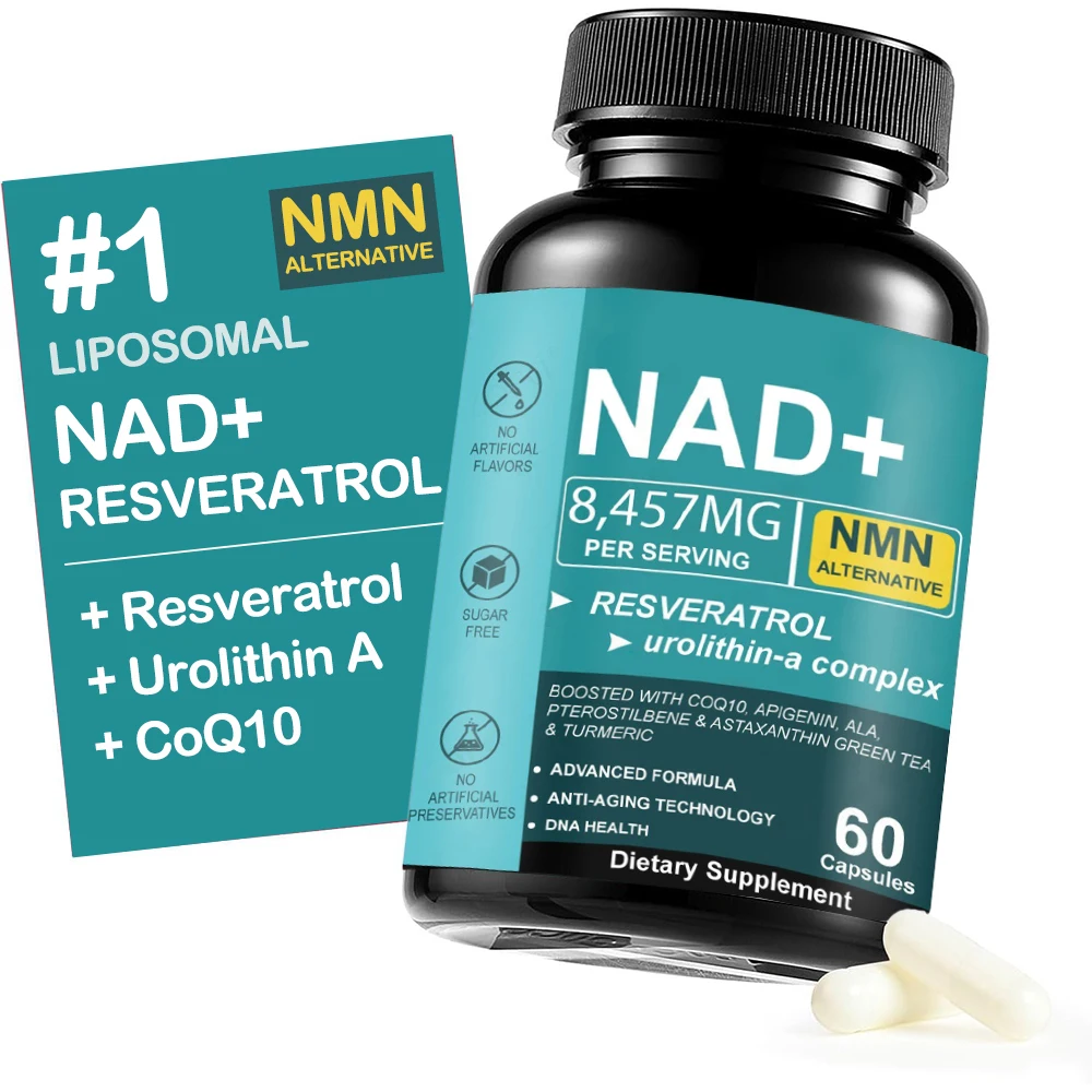 NAD Supplement with Resveratrol - 8457mg NMN Supplement Alternative Liposomal + Green Tea for Women & Men - 60 Veggie Capsules