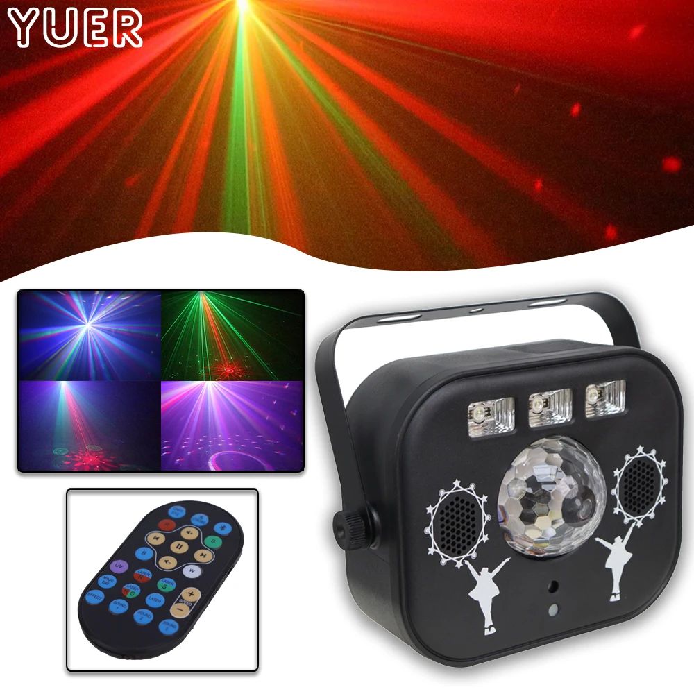 Multifunction Strobe LED RGBW UV Laser Beam Christmas Wedding Party Bluetooth Audio Effect Stage Lighting Dj Disco Remote DMX