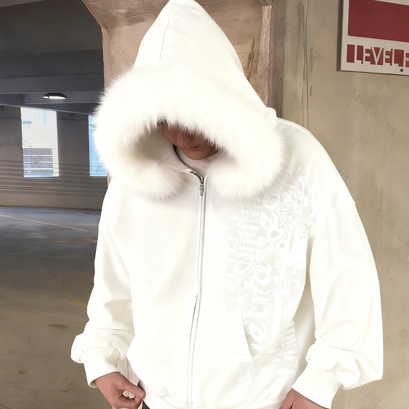 Y2k Felpa con cappuccio versatile con cerniera vintage gotico High Street Fashion Autunno e inverno Comode felpe versatili per uomo e donna emo