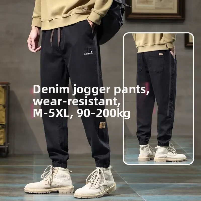 

Свободные мужские джинсы для рабочей одежды, осенние спортивные повседневные брюки большого размера, длинные брюки с манжетами, хлопковые джинсы в стиле Харадзюку