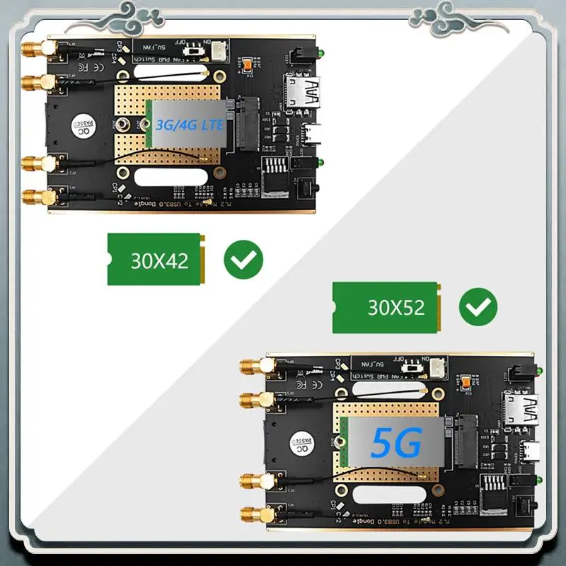 

Premium M.2 NGFF 4G/5G Module To USB 3.0 Adapter M2 Wifi Card Converter Riser Board With Antenna Cooler Fan SIM Card Slot Easy T