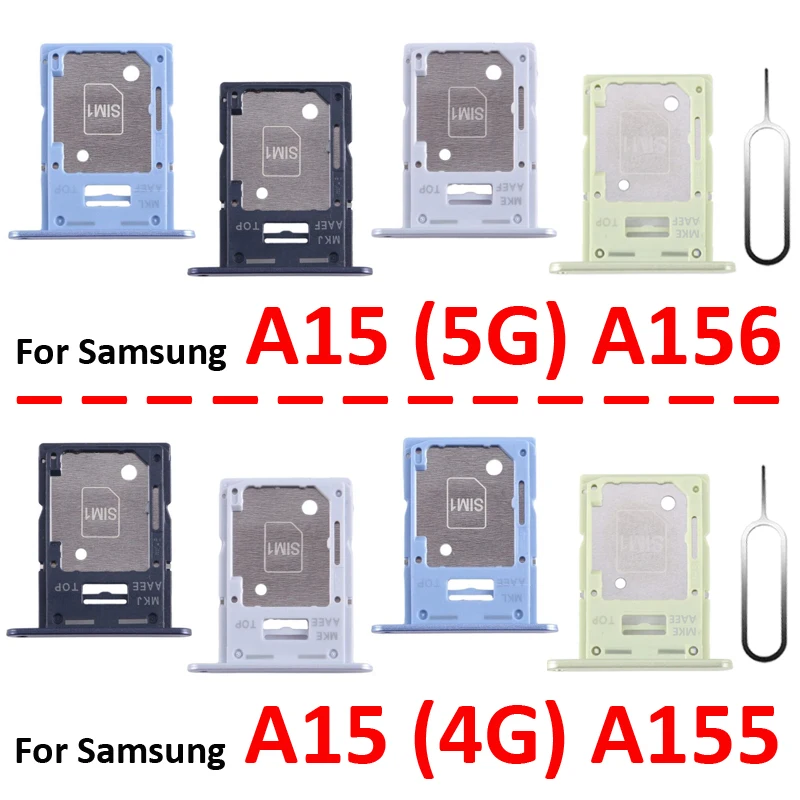For Samsung Galaxy A15 4G 5G A155 A156 Phone SIM Tray Micro SD Chip Card Slot Drawer Holder Pocket Single Dual Parts Black Blue