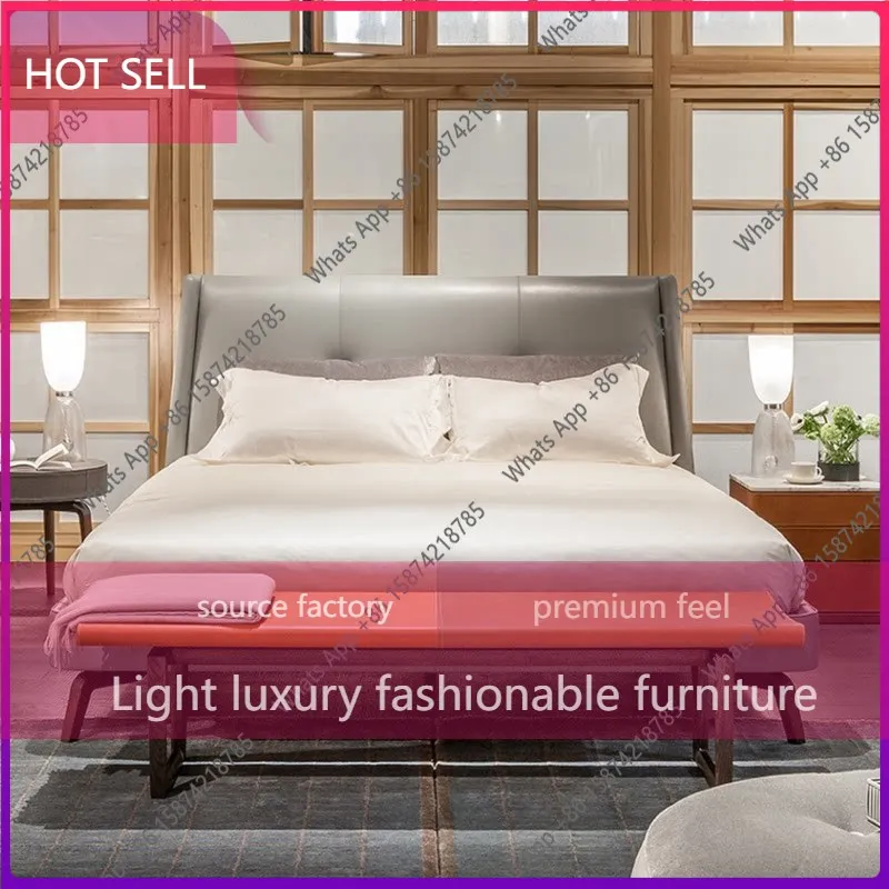 

tT Italian minimalist light luxury style saddle leather bedside bench entry bedroom adult simple solid wood shoe change custom