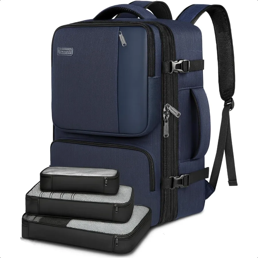 

Personal Item Backpack for Airlines Expandable Travel Backpack with 3 Packing Cubes TSA Flight Appd Carry on Travel Bag Large W