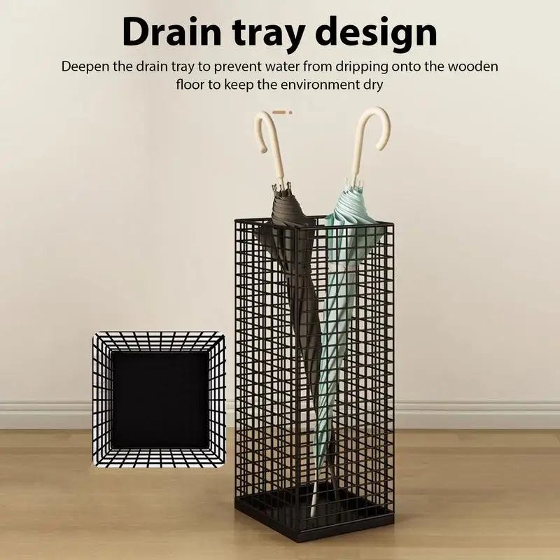 Metal Umbrella Stand Umbrella Bucket Storage Rack Organizer Rust-Resistant Umbrella Racks Large-Capacity For Doorway Bucket