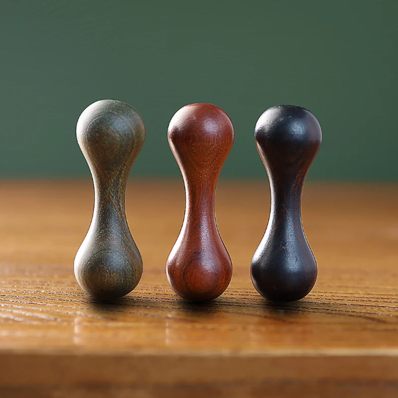 New Wooden Knucklebone Finger Bone Toys Rotating Polishing Hand Spinner Dumbbell Rosewood Ebony Stress Relief Rotate Finger Toy