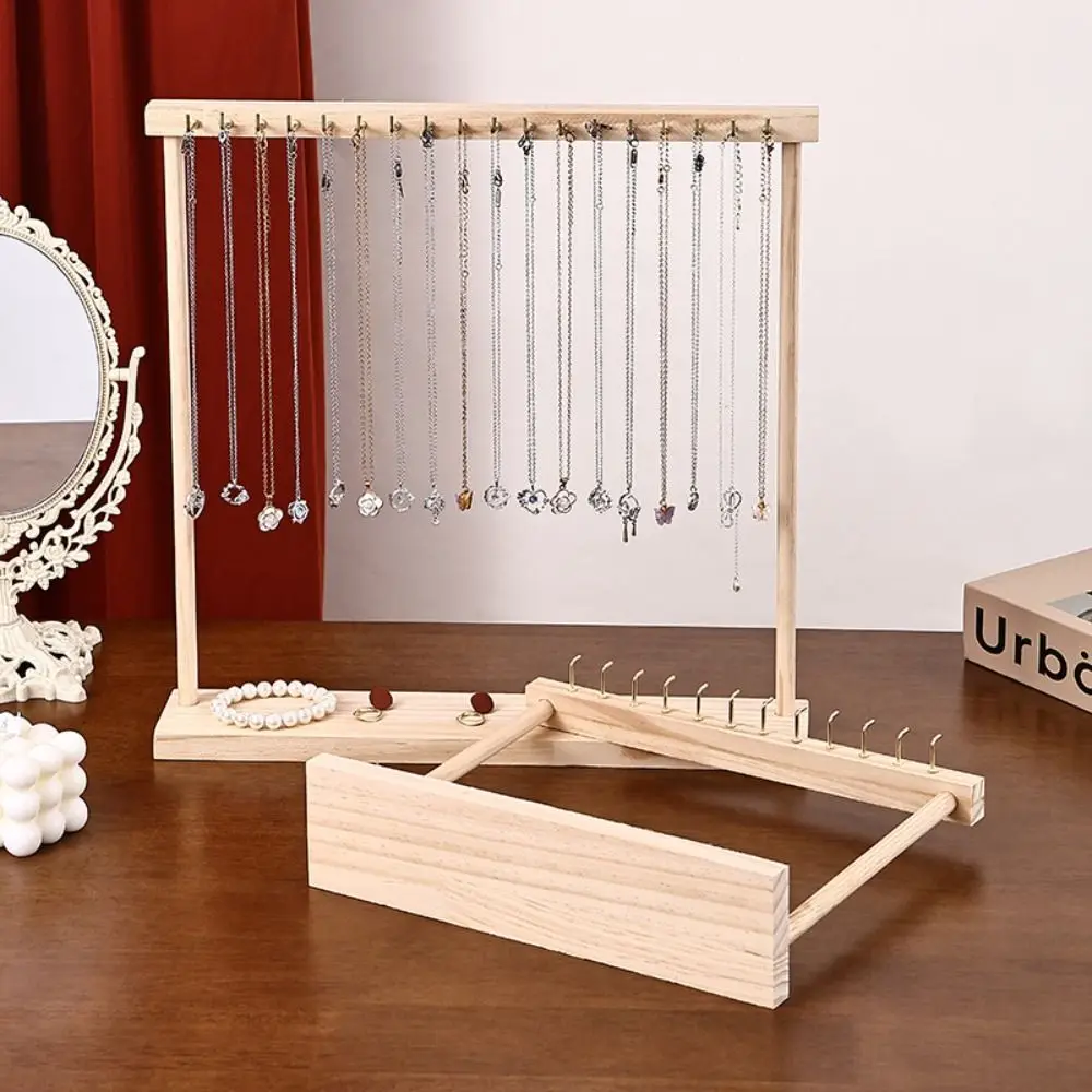 

Simple Portable Wood Necklace Stand 12 /18 Hook Exquisite Necklace Hanging Rack Bracelets Display Jewelry Jewelry Holder Home