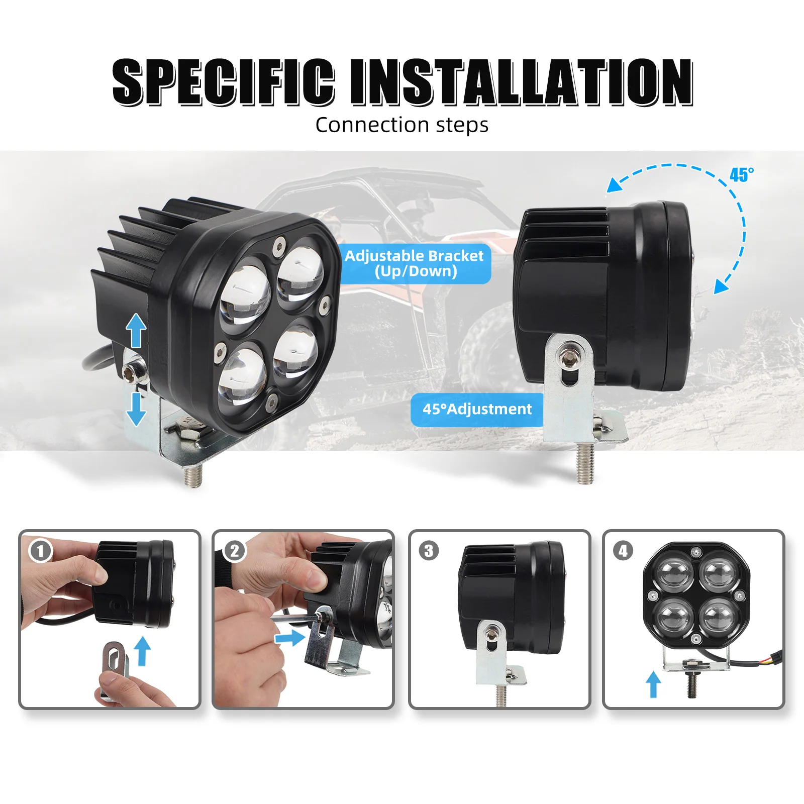 NICECNC 4PCS 100W Front Headlights For Honda TRX450R TRX450ER 2006-2009 LED IP67 Waterproof Level Super Bright ATV Accessories - view 5