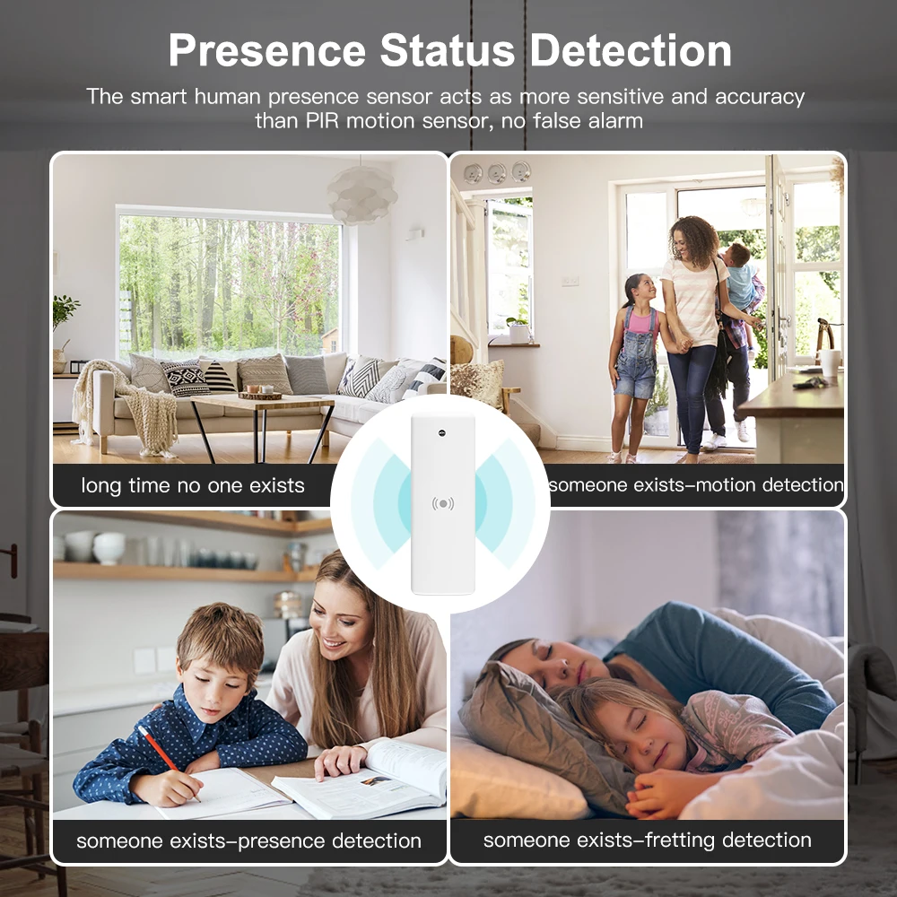 ZigBee Human Presence Sensor Tuya Smart Life MmWave Radar Detection Micro Motion Sensor for Smart Home Automation & Alarm System