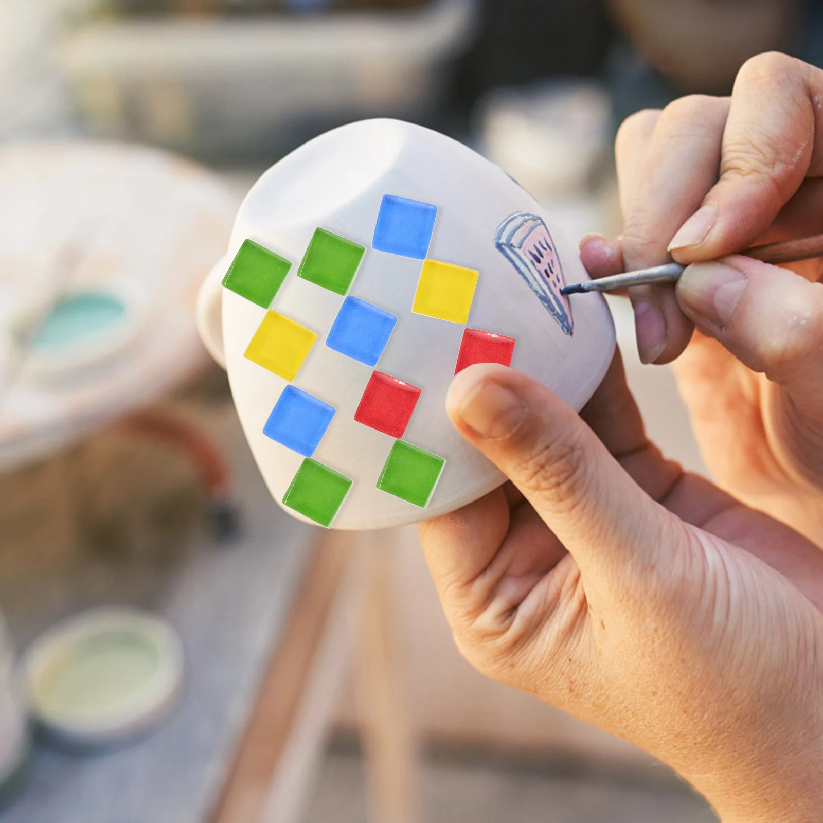 

300Pcs Iridescent Crystal Mosaic Tiles Colorful Square Pieces DIY Craft Material Decor Supplies Handmade Art Tiles