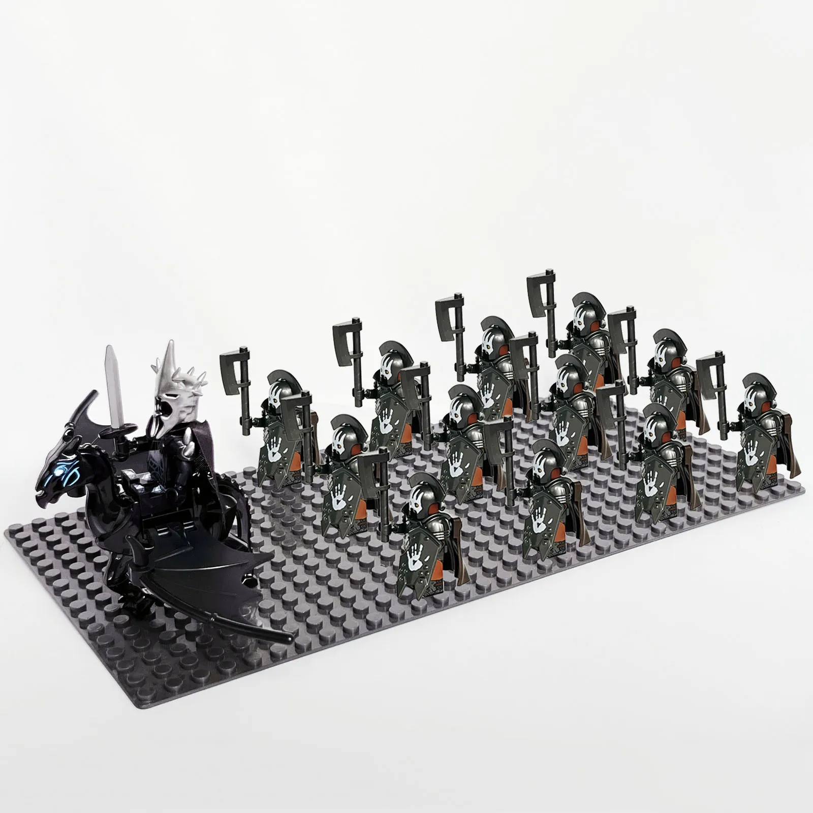 13pcs Medieval Soldiers Lord Sauron Witch-king of Angmar Shadow Orcs Strong Uruk-hai Minifig Building Block Toys for Kids
