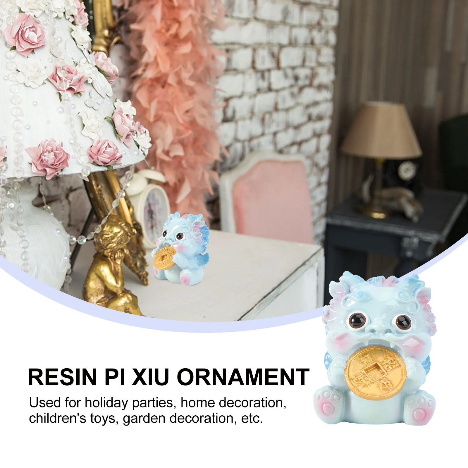 

1Pcs Resin Ornament Cute Cartoon Design Attract Fortune Wealth Decor for Living Room Bedroom Study Tabletop Decor Gift