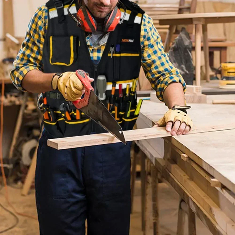 Heavy-Duty Tool Vest - Shoulder Strap Adjustable Body Tool Pouch Belt Vest Portable Multi-Pocket Electricians Carpenters