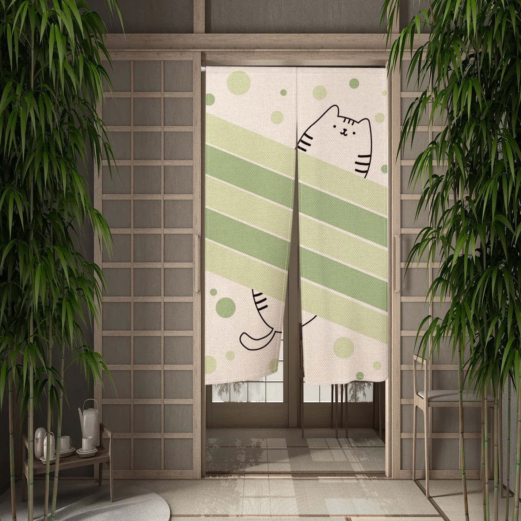 Japanese Door Curtain Funny Cute Cat Colorful Ukiyo-e Kitchen Partition Noren Bedroom Bathroom Hanging Room Partition Curtain