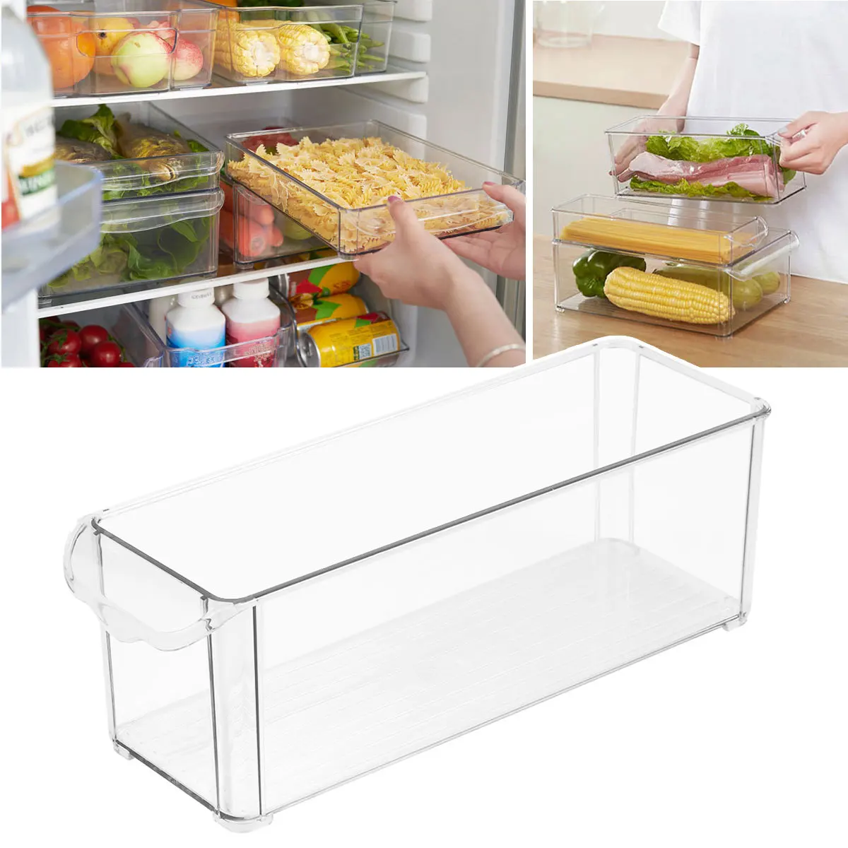 

Plastic Sealed Bin Large Size Multifunctional Fridge Refrigerator Organizer Freezer Bin Food Storage Container Pantry Cabinet