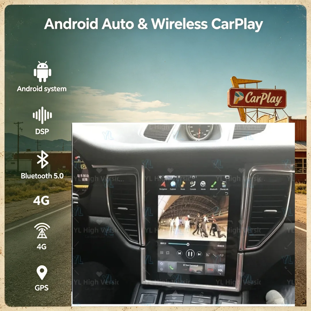 Audio Car GPS Navigation For Porsche Macan 2014-2017 Vertical Screen Android 13 Auto Radio Head Unit DSP Wireless Carplay BT 5.0
