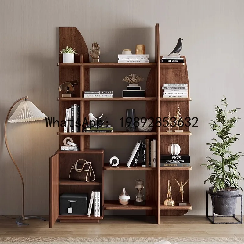 LYY Black Walnut Bookshelf Chinese Style Solid Wood Multi-Treasure Cabinet Home Study Storage Rack Storage Cabinet Shelf