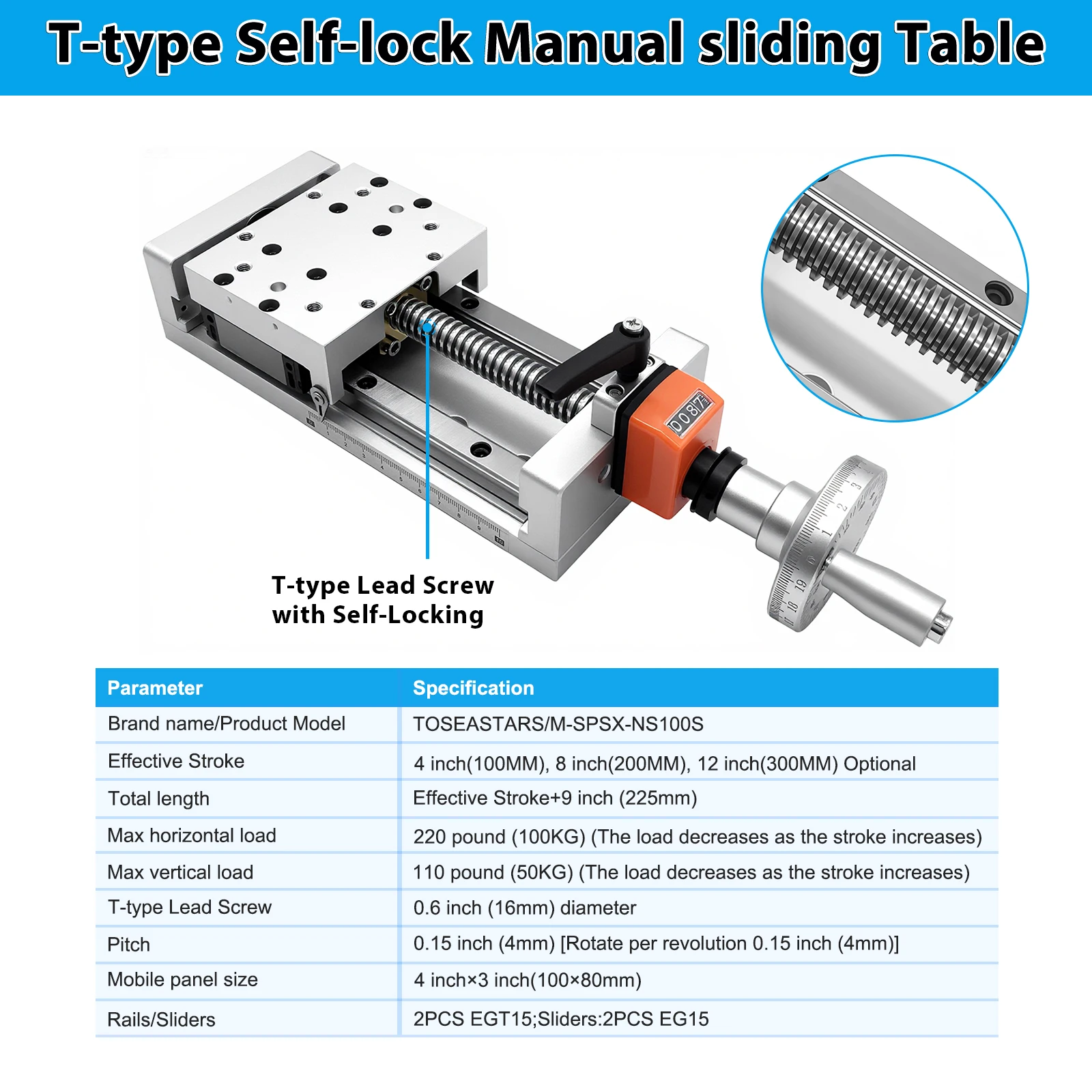 CNC Manual Sliding Table 50-1000mm Effective Stroke Linear