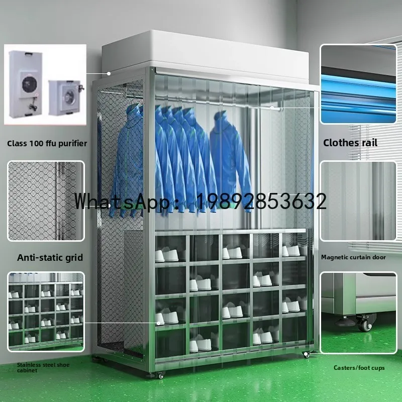 YFY ملابس نظيفة خالية من الغبار وخزانة من الفولاذ المقاوم للصدأ ورشة غرف الأبحاث FFU فئة 100 تطهير إلكتروني #2