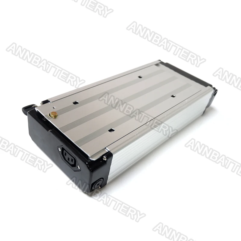 E-bike battery case 36v/48v li-ion battery box,rear rack style battery aluminum case Can be placed 52 pcs 18650 battery cells